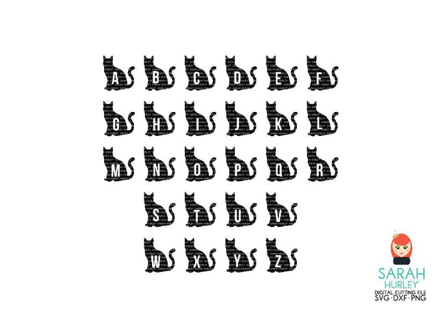 Cat Monogram Alphabet SVG Sarah Hurley 