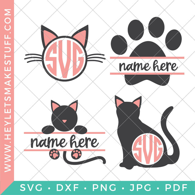 Cat Monogram Bundle SVG Hey Let's Make Stuff 