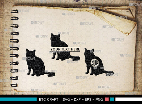 Cat Monogram, Cat Silhouette, Cat SVG, Feline Svg, Pussy Cat Svg, Mouser Cat Svg, SB00235 SVG ETC Craft 