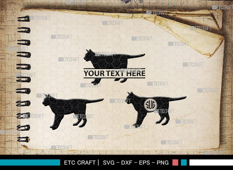 Cat Monogram, Cat Silhouette, Cat SVG, Feline Svg, Pussy Cat Svg, Mouser Cat Svg, SB00235 SVG ETC Craft 