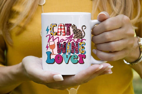 Cat Mother Wine Lover Sublimation SVGArt 