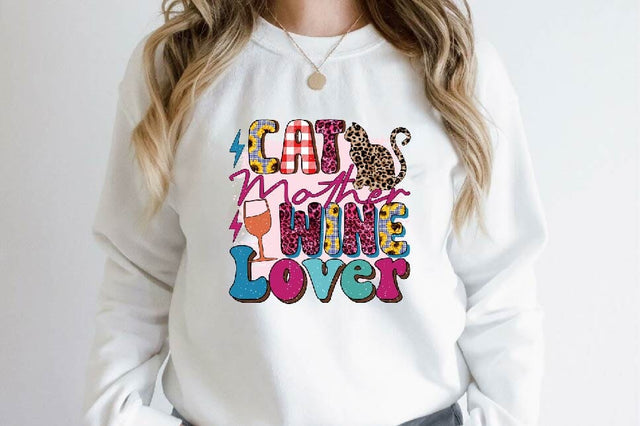 Cat Mother Wine Lover Sublimation SVGArt 