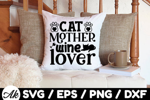 Cat mother wine lover svg SVG akazaddesign 