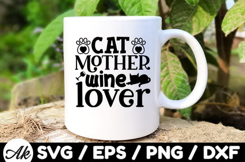 Cat mother wine lover svg SVG akazaddesign 