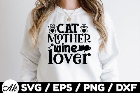 Cat mother wine lover svg SVG akazaddesign 