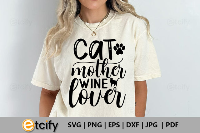 Cat mother wine lover SVG SVG etcify 