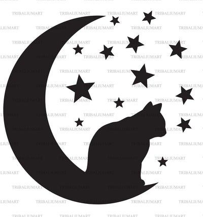 Cat on the moon SVG TribaliumArtSF 