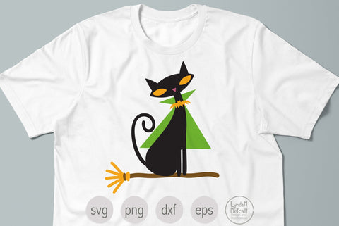 Cat on Witch's Broom SVG for Halloween SVG Lynda M Metcalf 