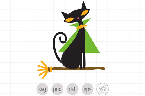Cat on Witch's Broom SVG for Halloween SVG Lynda M Metcalf 
