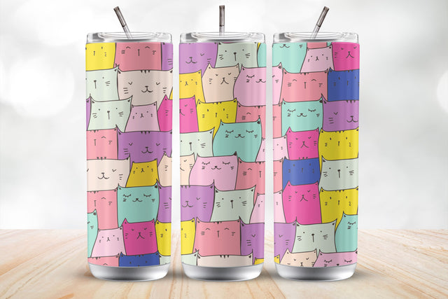 Cat Pattern 20oz Tumbler Wrap Sublimation Design Sublimation MockupSvgVenue 