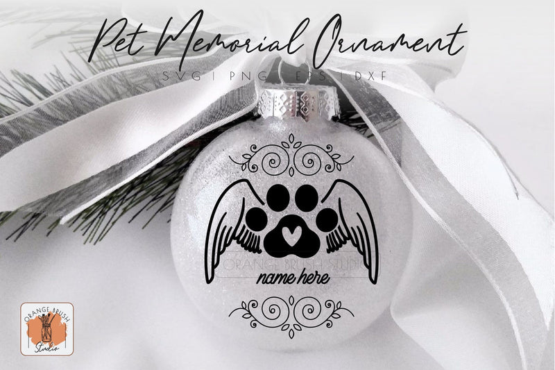 Cat Paw Memorial Christmas Ornament SVG Pet Remembrance SVG OrangeBrushStudio 