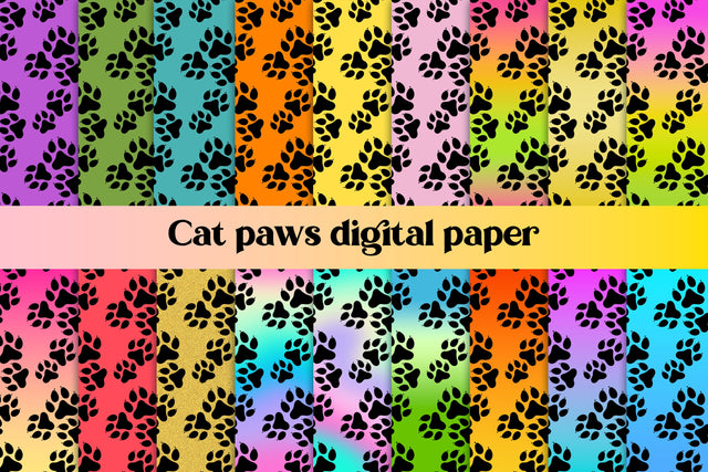 Cat paws digital paper | Animal digital paper Sublimation Svetana Studio 