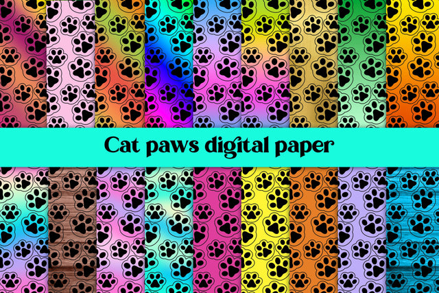 Cat paws digital paper bundle | Animal digital paper Sublimation Svetana Studio 