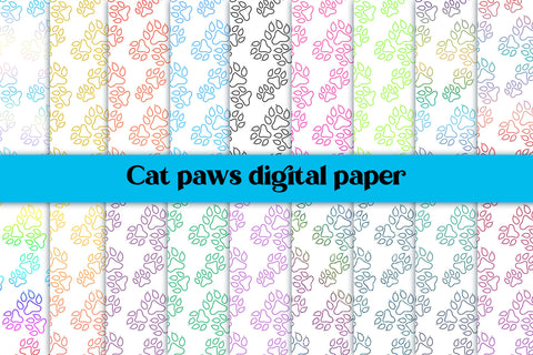 Cat paws white digital paper | Animal digital paper Sublimation Svetana Studio 