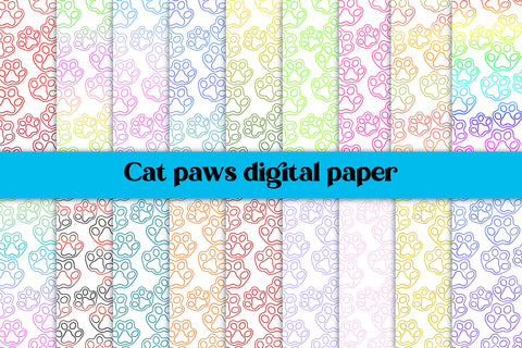 Cat paws white digital paper bundle | Animal digital paper Sublimation Svetana Studio 