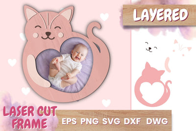 Cat Photo Frame SVG | Papercut animals | Shadowbox SVG SvgOcean 