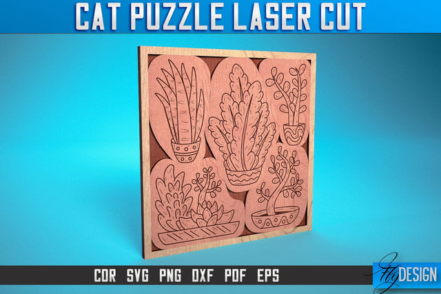 Cat Puzzle Laser Cut SVG | Puzzle Game Laser Cut SVG Design | CNC Files SVG Fly Design 