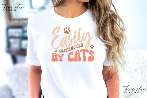 Cat Quote SVG Design, Easily distracted by cats SVG FiveStarCrafting 