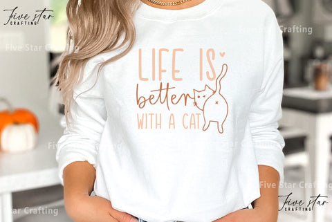 Cat Quote SVG Design, Life is better with a cat SVG FiveStarCrafting 