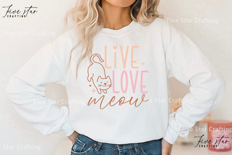 Cat Quote SVG Design, live love meow SVG FiveStarCrafting 