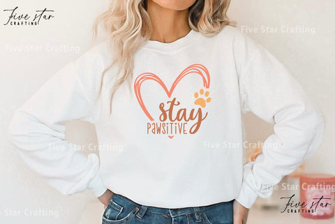 Cat Quote SVG Design, Stay pawsitive SVG FiveStarCrafting 