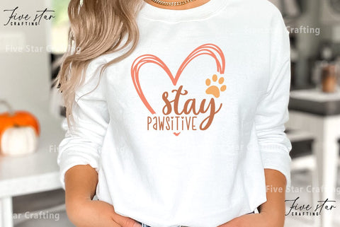 Cat Quote SVG Design, Stay pawsitive SVG FiveStarCrafting 