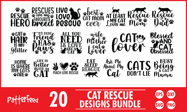 Cat Rescue SVG Designs Bundle SVG PatternFeed8 