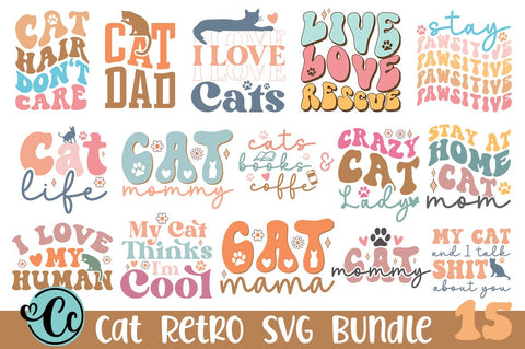 Cat Retro Bundle, Cat Svg Bundle, Retro cat design, Cute cat shirt bundle, Cat quotes bundle, Best cat design SVG Crazy Craft 