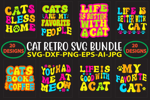 Cat Retro SVG Bundle SVG Syaman 