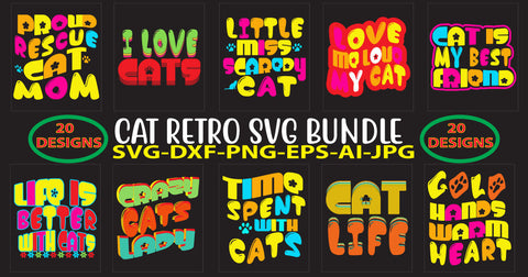 Cat Retro SVG Bundle SVG Syaman 
