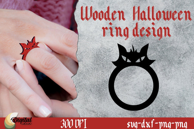 Cat ring laser cut. Halloween jack-o-lantern jewelry SVG Evgenyia Guschina 