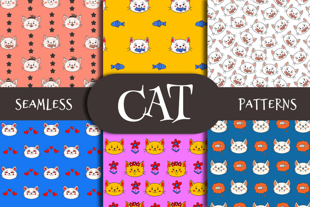 Cat Seamless Pattern Digital Pattern Rin Green 