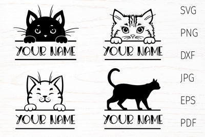 Cat split monogram svg, cat face, cat lover design SVG Digital Rainbow Shop 