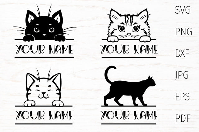 Cat split monogram svg, cat face, cat lover design SVG Digital Rainbow Shop 