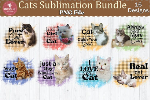 Cat Sublimation 16 Designs |Cat Sublimation PNG Bundle SVG jacpot007 