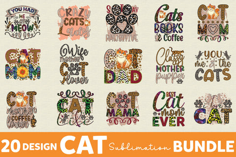 Cat Sublimation Bundle Sublimation SVGArt 