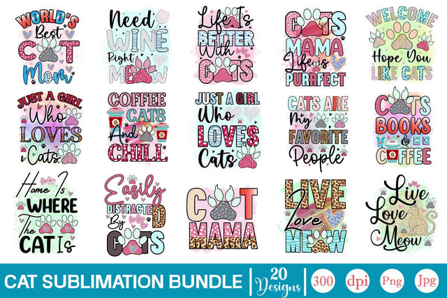 Cat Sublimation Bundle Sublimation SVGs,Quotes and Sayings,Food & Drink,On Sale, Print & Cut Sublimation DesignPlante 503 
