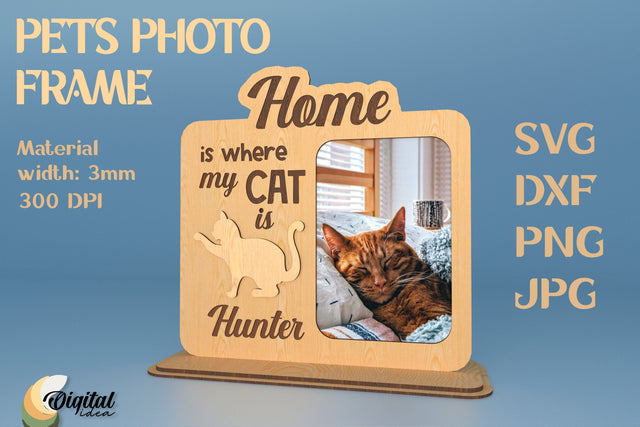 Cat SVG. 3D Laser Cut Photo Frame. Pets Photo Frame SVG Evgenyia Guschina 