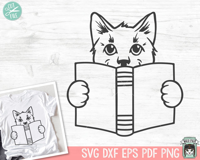 Cat SVG, Books SVG, Reading SVG, Cat Clipart, Kitty svg, Animal svg, Book Lover svg, Librarian svg, Reading png, Kitten svg, Pet svg SVG Wild Pilot 