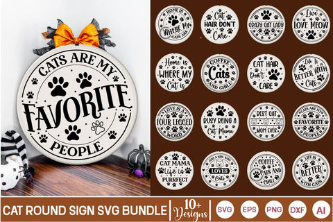 Cat SVG Bundle, Cat Round Sign SVG Bundle, SVGs,Quotes and Sayings,Food & Drink,On Sale, Print & Cut SVG DesignPlante 503 