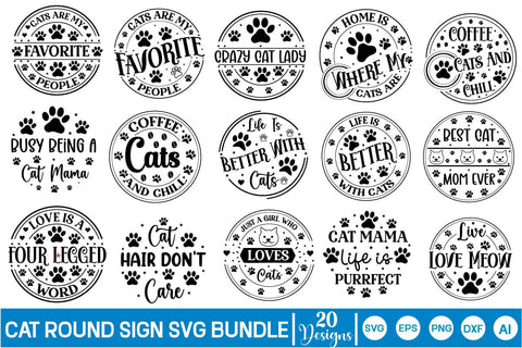 Cat SVG Bundle, Cat Round Sign SVG Bundle, SVGs,Quotes and Sayings,Food & Drink,On Sale, Print & Cut SVG DesignPlante 503 