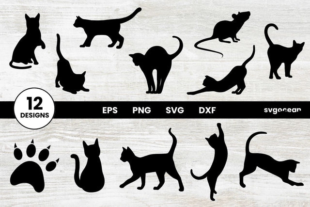 Cat Svg Bundle | Clipart | Silhouette | Cut Files SVG SvgOcean 