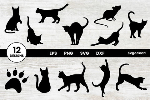 Cat Svg Bundle | Clipart | Silhouette | Cut Files SVG SvgOcean 