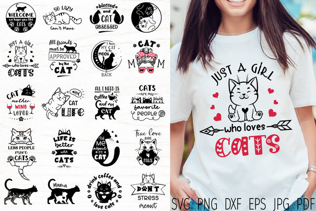Cat svg bundle, funny cat quote, cat lover designs SVG Digital Rainbow Shop 