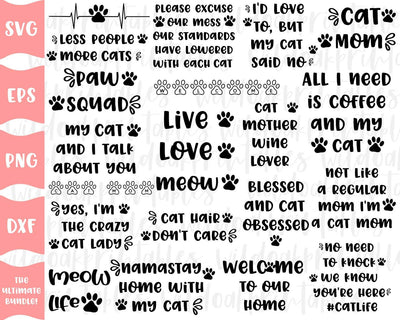 cat svg bundle, funny cat svgs, funny cat quotes svg, funny sarcastic cat svg, cat mom svg cat mama svg I love my cat svg, funny cat sayings SVG WildOakSVG 
