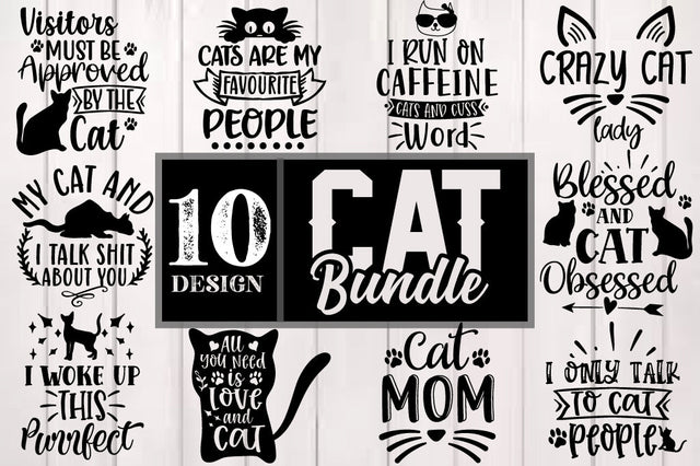 Cat svg Bundle - Funny Cut File - Cat svg - dxf - eps - png - Silhouette - Cricut - Digital File SVG Svgcraft 