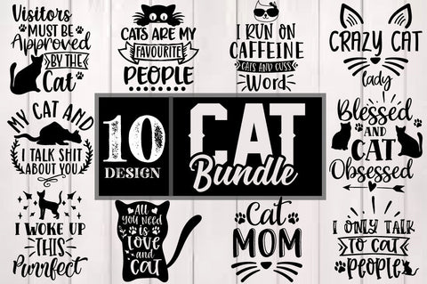 Cat svg Bundle - Funny Cut File - Cat svg - dxf - eps - png - Silhouette - Cricut - Digital File SVG Svgcraft 