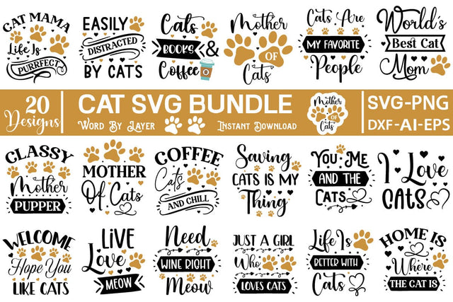 Cat SVG Bundle SVG SVGs,Quotes and Sayings,Food & Drink,On Sale, Print & Cut SVG DesignPlante 503 