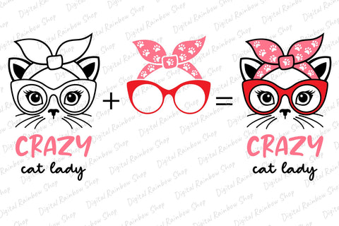 Cat svg, crazy cat lady, funny cat quote SVG Digital Rainbow Shop 