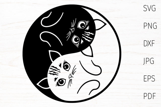 Cat svg, cute cat yin yang, cat lover designs SVG Digital Rainbow Shop 
